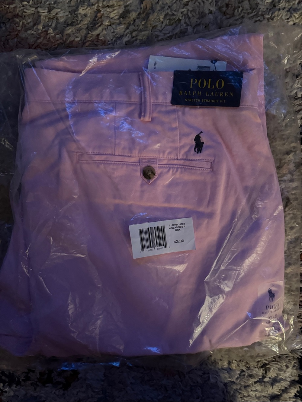 Polo by Ralph Lauren Men’s Light Pink Stretch Straight Fit Chinos